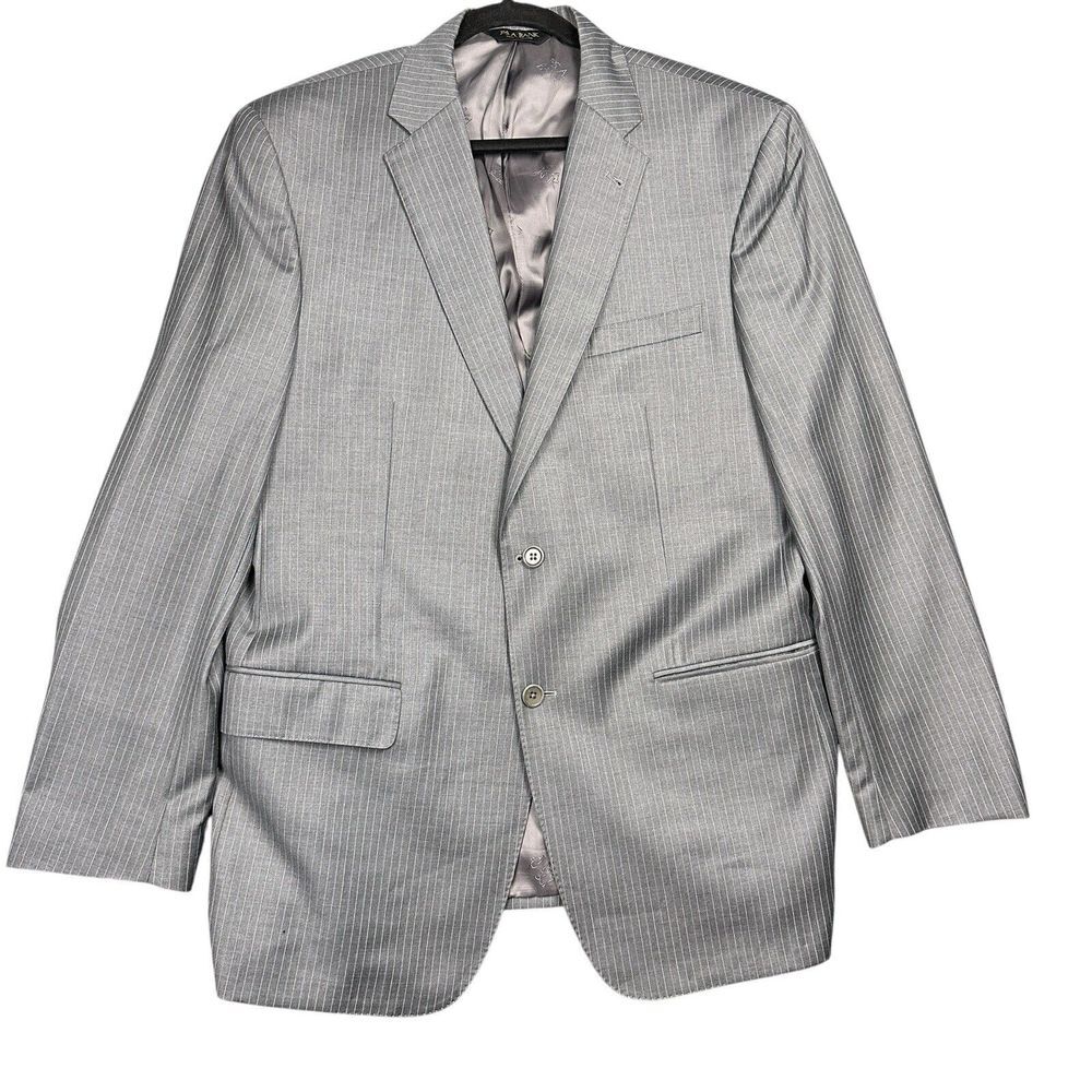 Jos A Bank Signature Gold Coat Blazer Men's Sz 44L Gray Pinstripe 100% Wool READ